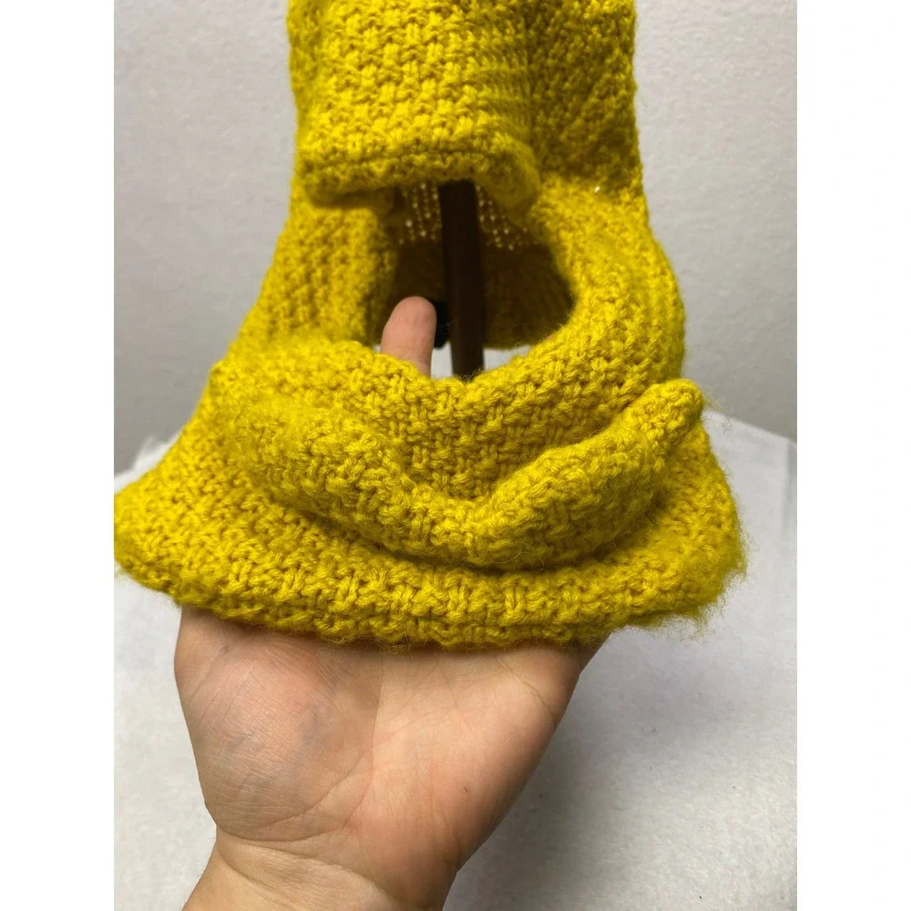 Beard Head‎ Wool Blend Knit Hooded Scarf Mustard Yellow Unisex